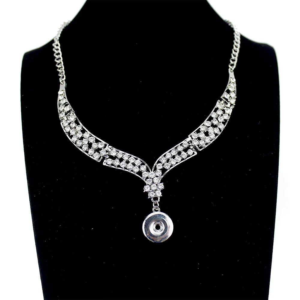 Женское колье с кристаллами посеребренное ожерелье 18 мм|snap necklace|jewelry necklacenecklace high