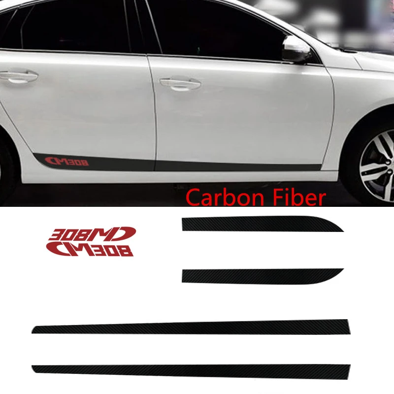 Carbon fiber red 6 шт. Автомобильная наклейка s для peugeot 308 углеродное волокно Автомобильная боковая наклейка на кузов Наклейка украшения тела защитные наклейки, автоаксессуары - Название цвета: Carbon fiber red