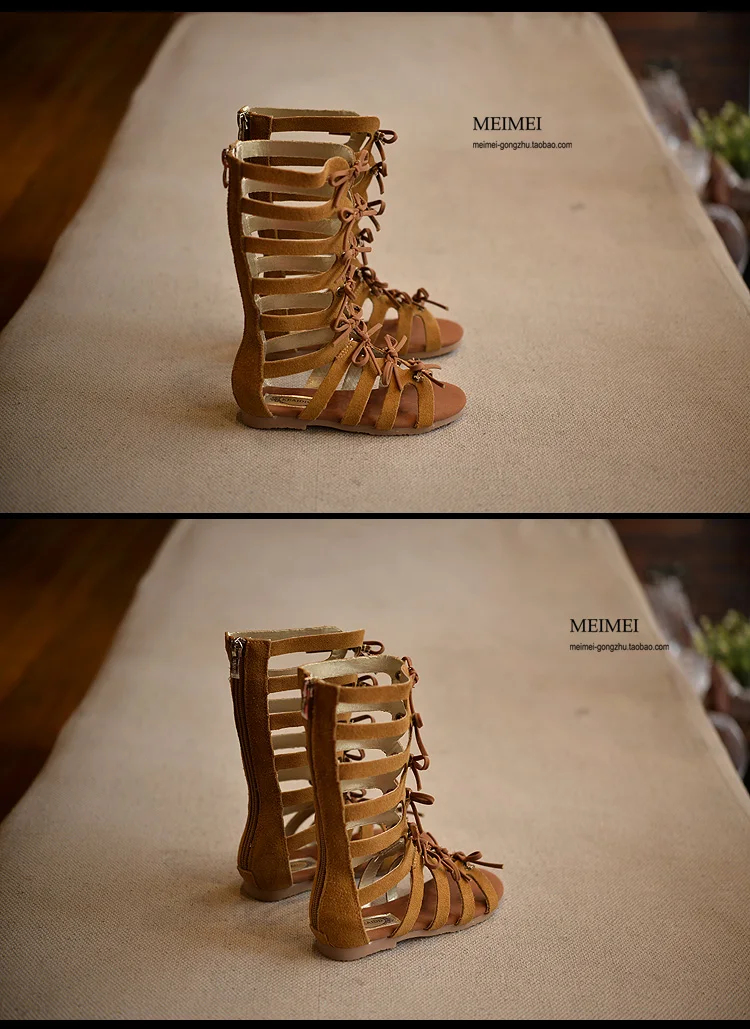 Новинка 2019 высокие летние сапоги модные римские сандалии для девочек детские