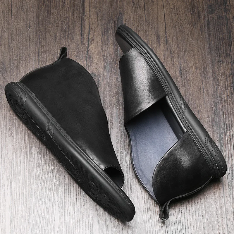 British fashion high-top sandals mens Genuine Leather men casual Roman cowhide Men Slippers Flip Flops beach outdoor | Обувь