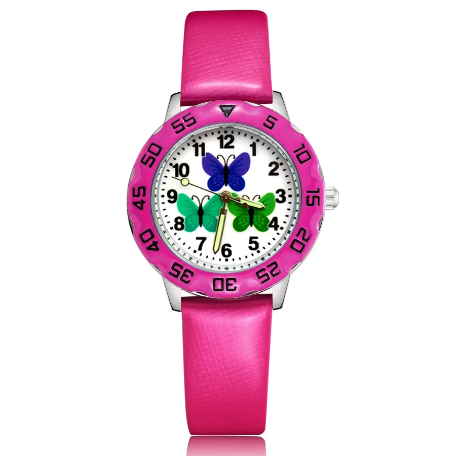 

Fashion Cute Pretty Butterfly Style Children's Watches Kids Student Girls Boys Quartz Leather Wrist Watch Clcok JM162