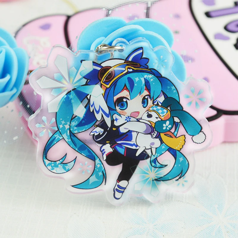 11 Hatsune Мику акриловый брелок Аниме подвеска автомобильные аксессуары японский прозрачный брелок игра зеленый лук Брелок - Цвет: 11