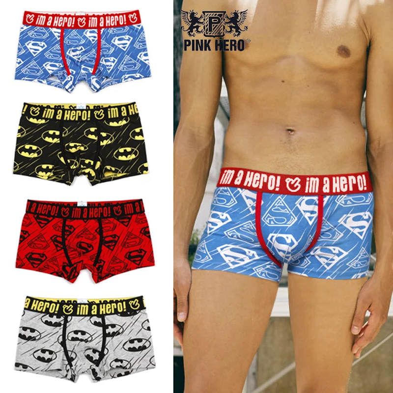 Нижнее белье для мужчин 4 шт./лот хлопковые боксеры с мультяшным принтом|Мужские