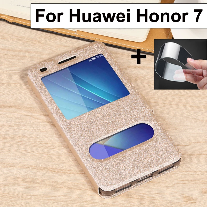 Роскошный чехол с открытым окном для huawei Honor 7 PLK-TL01H чехол для телефона задняя крышка флип pu кожаный чехол Honor7 PLK-AL10 PLK-L01 оболочка