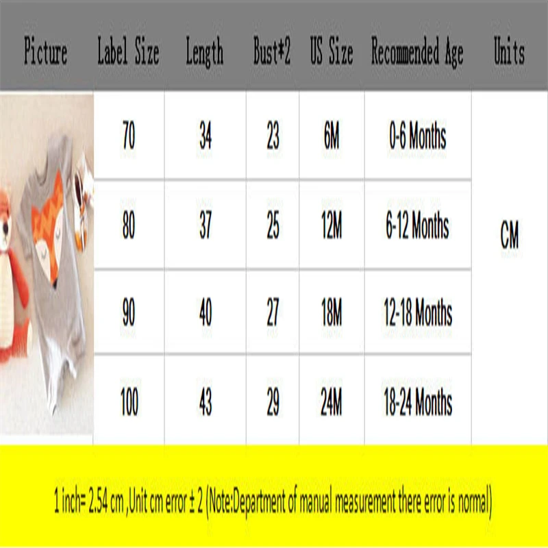 Милый комбинезон для новорожденных мальчиков и девочек с рисунком лисы одежда