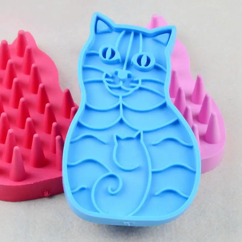 100 шт./лот цветная силиконовая Щетка для собак расческа ванной Массажная щетка