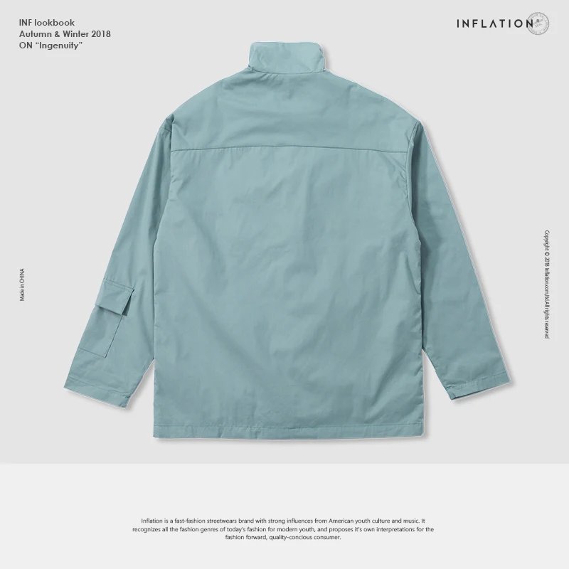 INFLATION Multi-pocket Stand Collar тонкая куртка новая осенняя мужская пальто тактическая