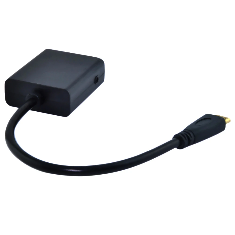 1080p Mini HDMI Male to VGA Video Converter Adapter Cable with 3.5mm Audio Black |