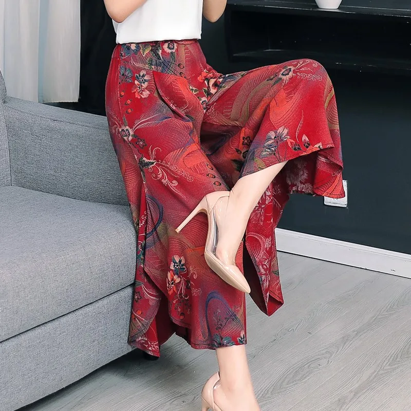 style 05 Большие размеры 4XL плиссированные шорты юбки для женщин Высокая талия широкие ноги юбки шорты летние модные Свободные повседневные с принтом женские короткие брюки - Цвет: style 05