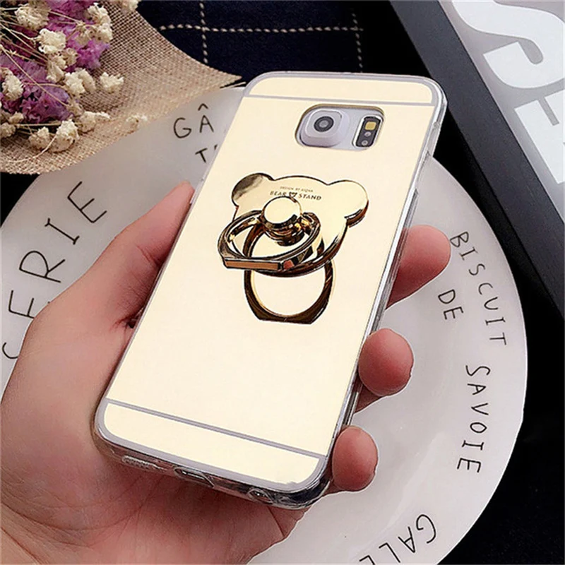Small Bear Finger Ring Holder Case For Samsung S20 Ultra S10 S10E S9 S8 Plus S7 S6 Edge Note 10 9 8 Mirror Coque |