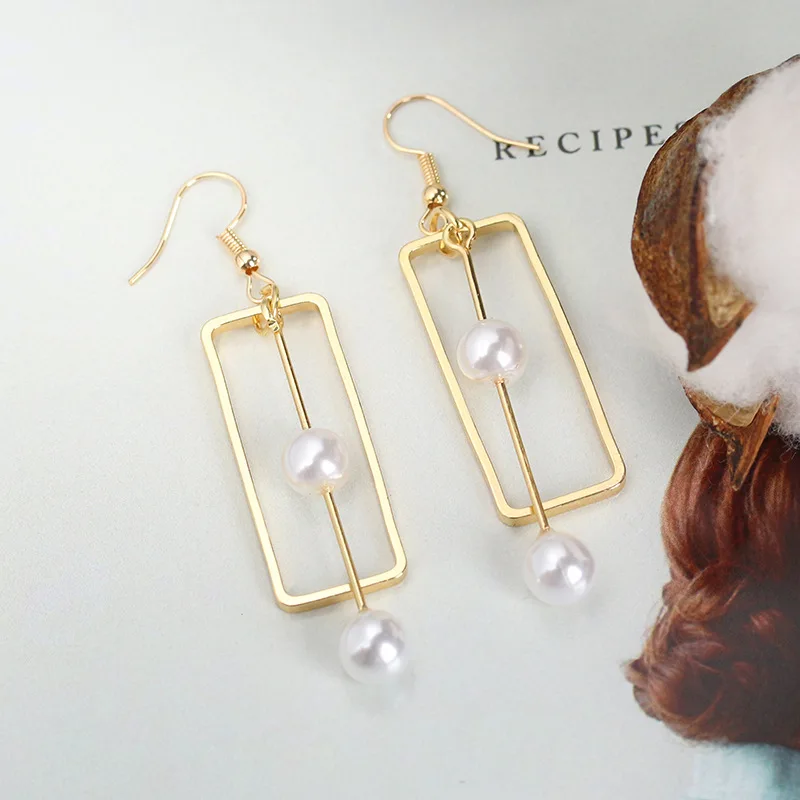 Серьги с имитацией жемчуга полые серьги золотистого и серебряного цветов