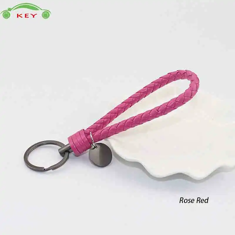 Rose red Плетеная веревка автомобильный брелок для Jeep Ford Dodge hyundai peugeot Renault Yamaha смарт-ключей мотоциклетные авто брелок аксессуары - Название цвета: Rose red