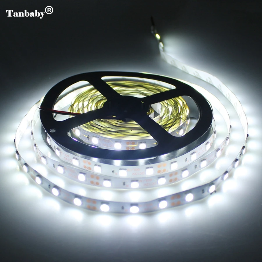 Светодиодные ленты SMD 5050 Non-Водонепроницаемый DC12V 60 Светодиодный s/m 5 м/лот гибкий светодиодный светильник RGB Светодиодные ленты светодиодный лента для домашнего украшения лампы