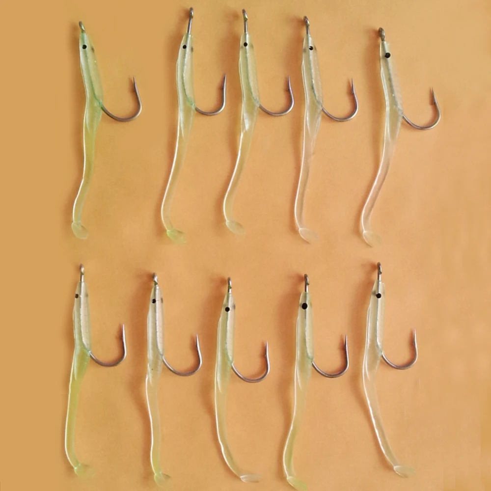 30 шт./лот приманка для рыбалки угря светящиеся мягкие приманки с крючком 6 8 см 1 г