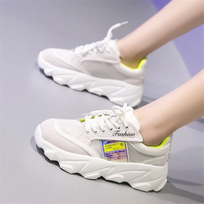 Новинка 2019 года дизайнерские яркие белые и Желтые Модные трендовые кроссовки