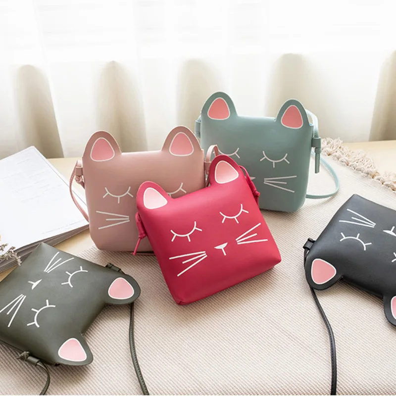 2019 New Fashion Children's Crossbody messenger Shoulder Bag Women's mobile coin purse small Leather Cat cute cartoon bag Girl |