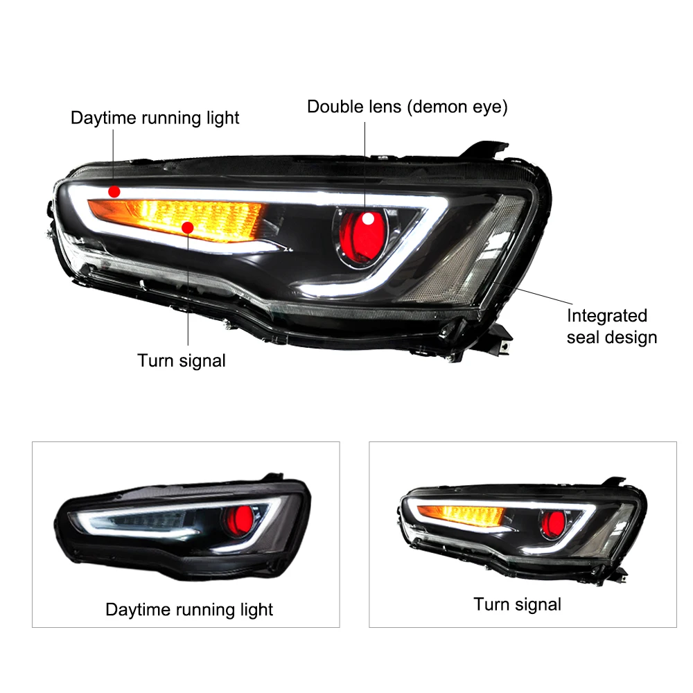 AcooSun для Mitsubishi Lancer EVO X 2008-2017 Автомобильная фара в сборе светодиодные DRL сигнал