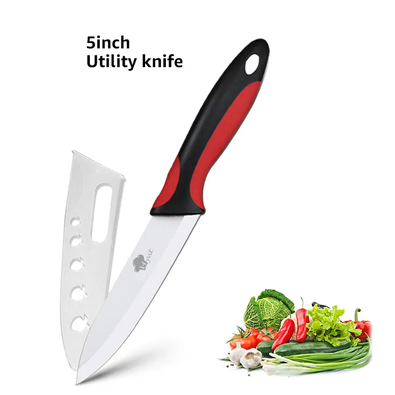 5 inch red black Керамический нож 6 5 4 3 дюймов кухонный нож шеф-повара для нарезки мяса нож для очистки овощей белое лезвие красочная Нескользящая ручка инструмент для приготовления пищи - Цвет: 5 inch red black