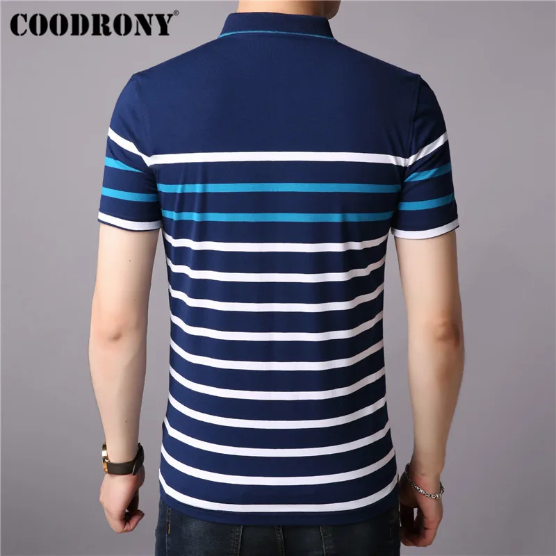 COODRONY Cotton T Shirt Men Short Sleeve T-Shirt Men Summer Social Business Casual Men's T-Shirts Striped Tee Shirt Homme S95101