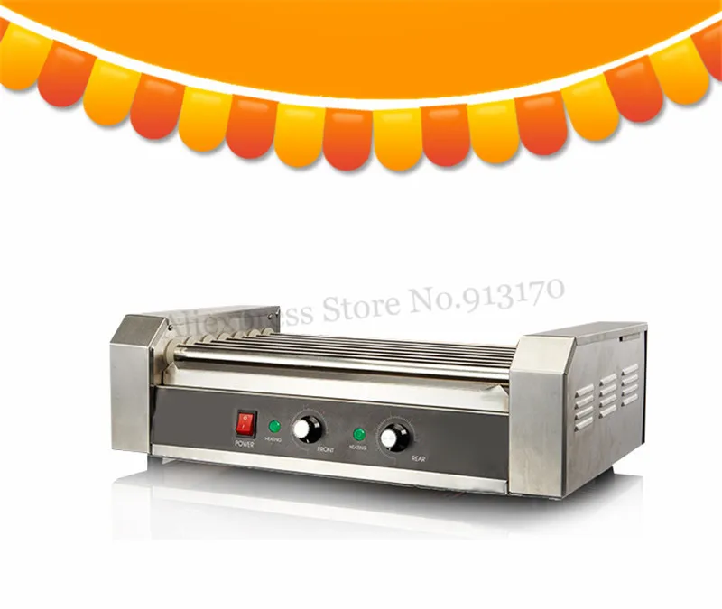 electric 7 roller hotdog cooker warmer grill roller machine rolling bun sausage low noise 1400w double temperature controllers free global shipping