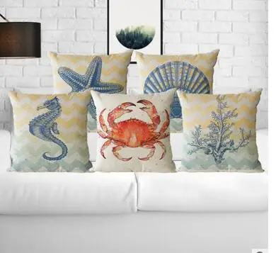 

marine life cushion cover sea style pillow cover hippocampus starfish seashell