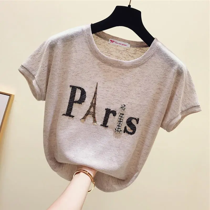 Летняя повседневная женская футболка с надписью Парижа популярные футболки
