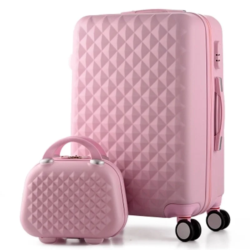 14+20 Inch,Woman Travel Case Suitcases,diamond Luggage Travel Bag,ABS Travel Luggage,Rolling Luggage,Suitcase On Wheels