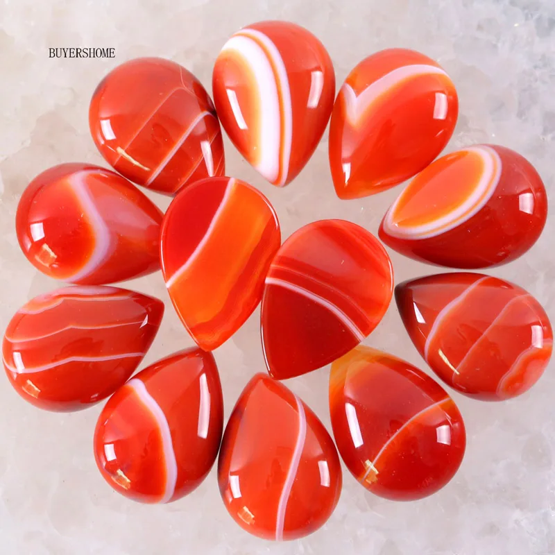 Red Veins Onyx 18x13 мм капли воды Многоцветный натуральный камень Бусины Howlite Lapis Кристалл Опал песчаник оникс, сердолик кабошон 10 шт - Цвет: Red Veins Onyx