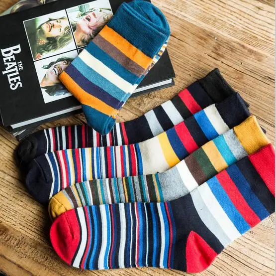 Лидер продаж 2017 Осень Зима Мужские носки полосатые повседневные оптовая продажа