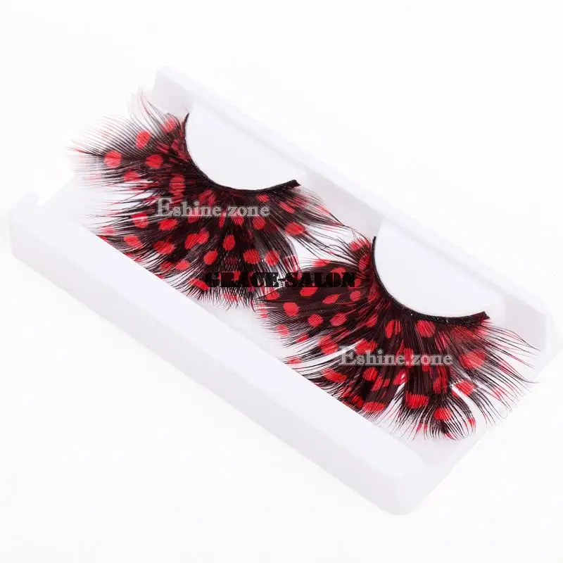 Макияж модные перьевые ресницы красные для наращивания Вечеринки На Хэллоуин|eye