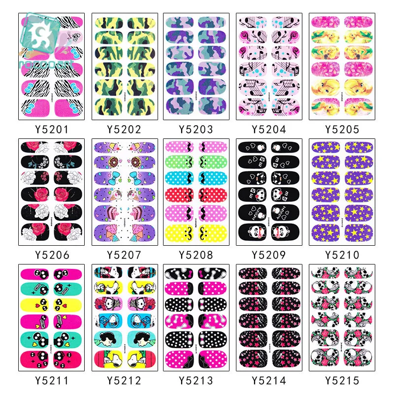 Y52 Series-10pcs стикеры 3D на ногти Nail Art Наклейки самоклеящиеся Фольга для ногтей искусство украшения наклейки и яркими украшениями