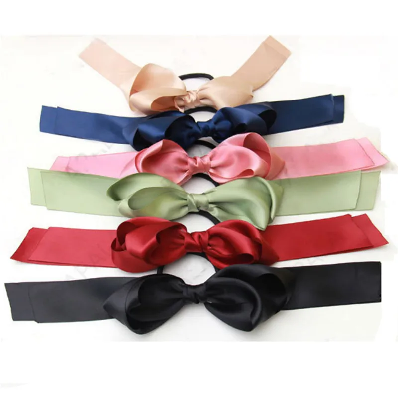 Многоцветная заколка для хвоста атласная лента с бантом резинка волос