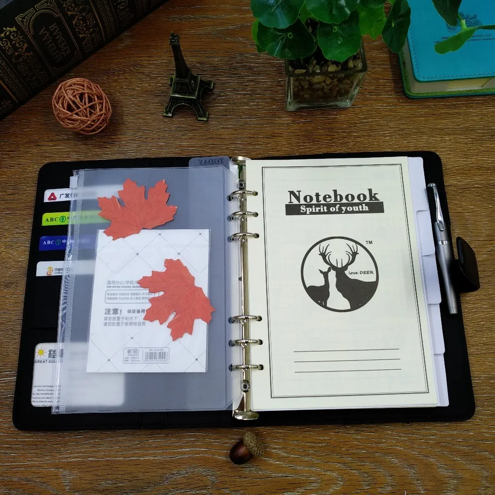 A5 binder notebook 2021 календарь прозрачная ручка сумка кожаный чехол блокнот wtih