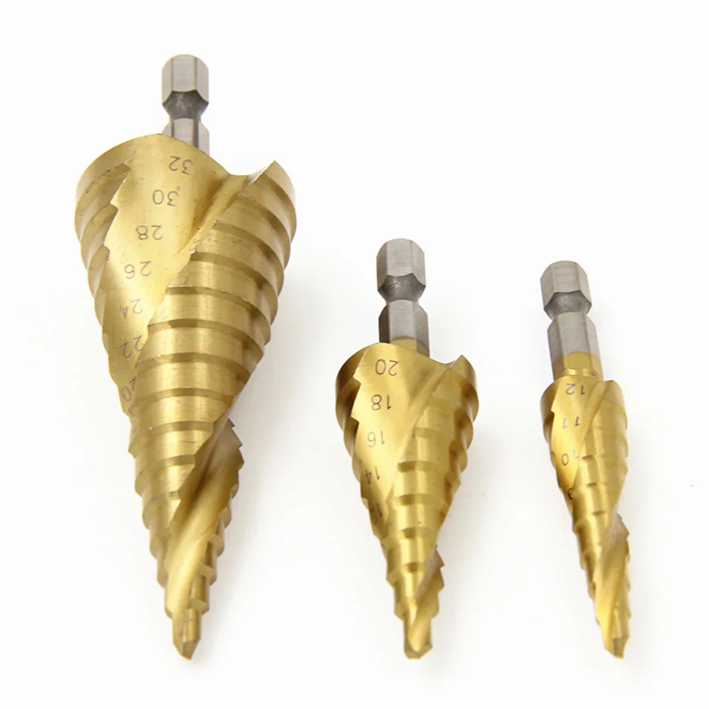 Горячее предложение 3 шт. HSS спиральные ступенчатые конусные сверла набор 1/4