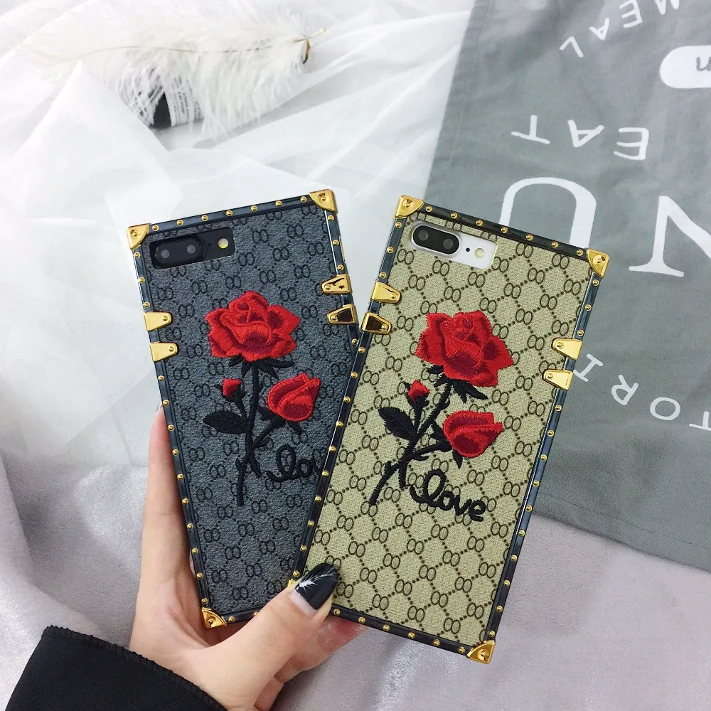 1000 шт винтажный кожаный ремешок с 3D вышивкой розы+ ТПУ чехол для iPhone X 8 7 Plus 6 6S чехол для телефона ручной работы противоударный чехол