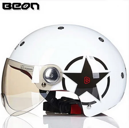 white star Новые летние BEON B103 мотоциклетный шлем four seasons для женщин велосипедов Байкер скутер motocicleta половина уход за кожей лица Шлемы abs пластиковый козырек - Цвет: white star