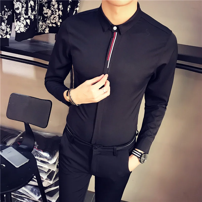 Осенняя рубашка Social Masculina Модные приталенные мужские рубашки с длинным рукавом размера плюс Camisas Para Hombre Повседневная сорочка
