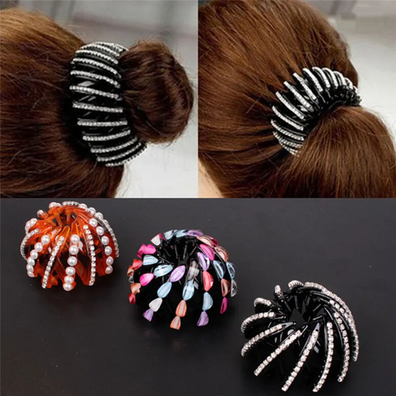 Новый 2019 с украшением в виде кристаллов Птичье гнездо Прическа хвостик Ярмарка