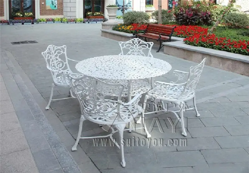 5 предметов сверхпрочная алюминиевая мебель для патио обеденный стол 4 стула