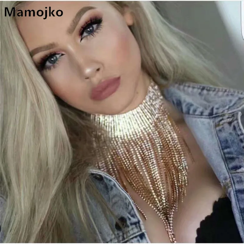 Mamojko роскошный многослойный с кисточками стразы колье s для женщин золото серебро Макси кулон воротник Bijoux массивное ожерелье