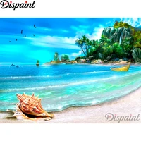 dispaint full squareround drill 5d diy diamond painting conch seaside scenery embroidery cross stitch 5d home decor a10976