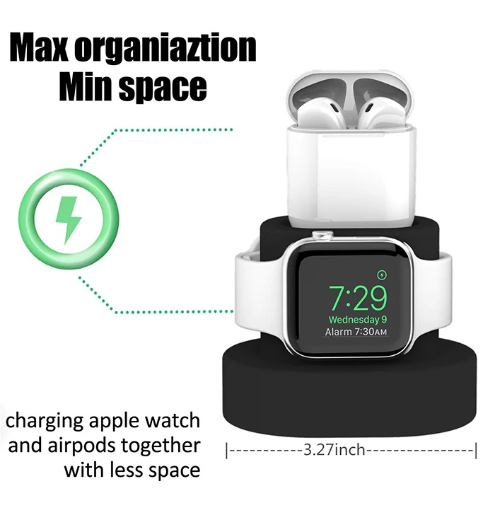 Fivetech 2 в 1 силиконовый держатель для Apple Watch/Airpods зарядная подставка для Apple Watch Series 4/3/2/1 маленький держатель для Airpods