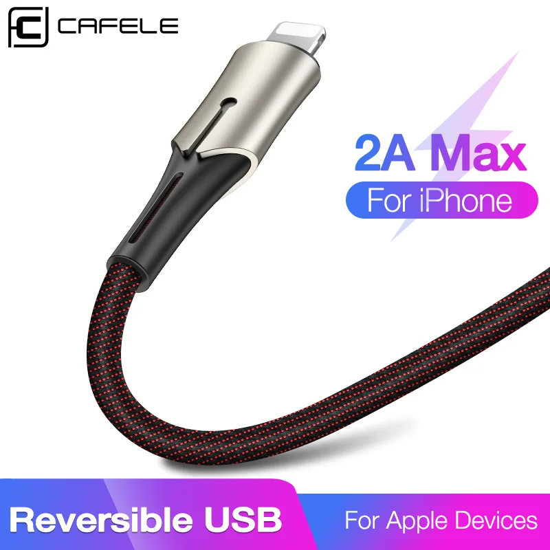 USB кабель Cafele 2A для быстрой зарядки iPhone Xr X XS Max портативный провод с оплёткой Apple