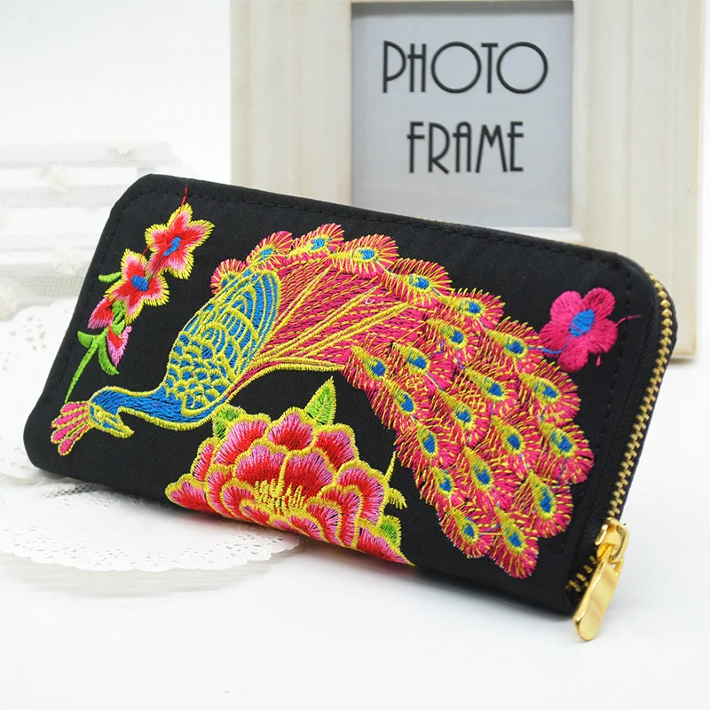 Женские кошельки с этнической вышивкой ручной работы цветами Женский кошелек