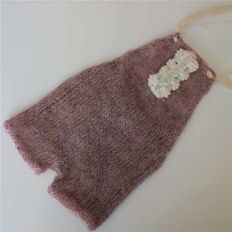 Newborn Mohair Romper with Chiffon Ribbon Shorts Photo Prop |