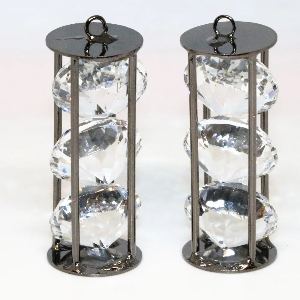 Бесплатная доставка Элегантный Кристалл Медь Черный покрытием Arc Cube Cage Подвески