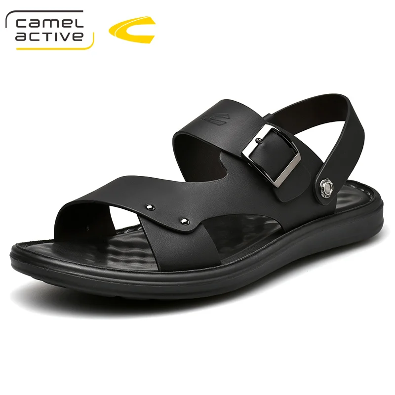 

Мужские сандалии из натуральной кожи Camel Active, черные повседневные уличные кожаные дышащие тапочки, лето 2019