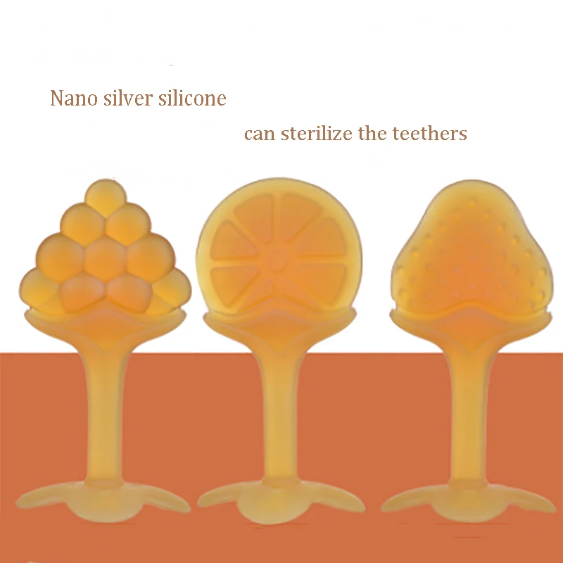 

Nano Silver Silicone toys Baby teethers Lovely Shape without BPA Shell Antibacterial Toys Baby Dental Care Silicone Gums 1pcs