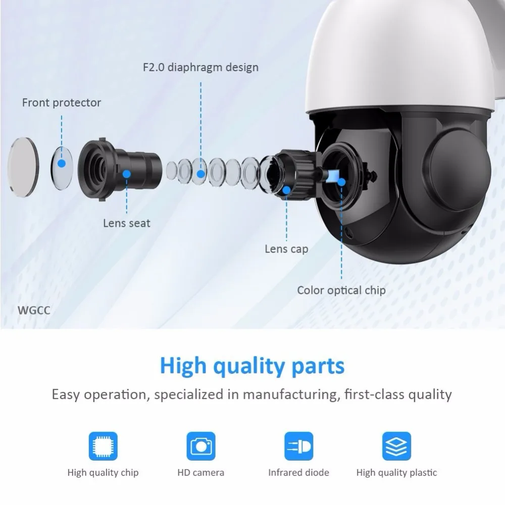 Безопасность Открытый IP66 4 "Мини высокоскоростной IP PTZ камера POE 1080 P 2 0