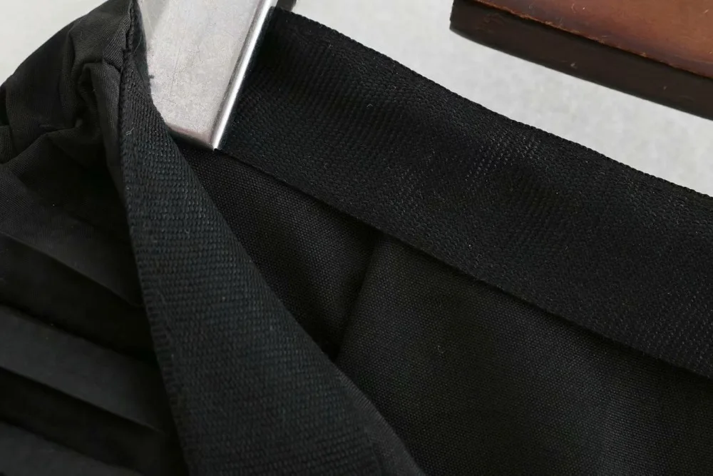 2019 Женская винтажная плиссированная юбка с оборками черная мини для похудения